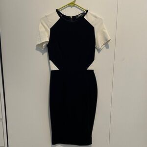 Lulu's Chic Black and Cream Midi Dress